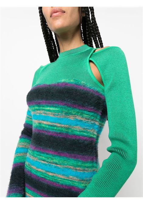 Abito in maglia a righe in verde - donna ANDERSSON BELL | ATB879WSPCGRN